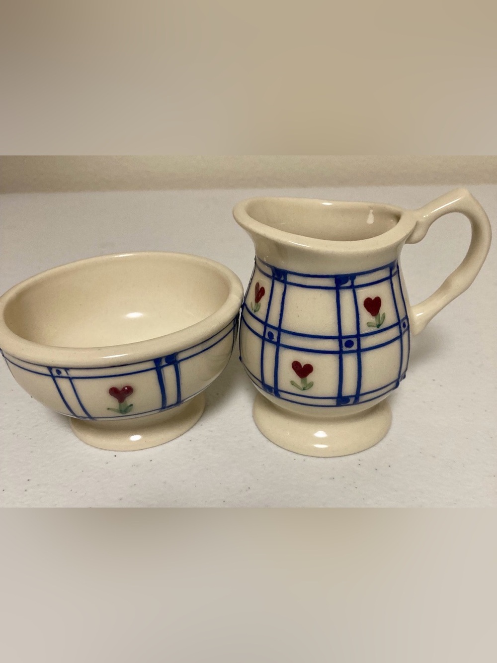 Vintage Hartstone Windowpane Cream & Sugar